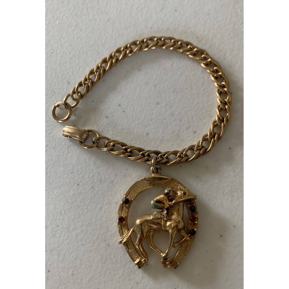 Vintage BSK My Fair Lady Charm Bracelet 7” Signed Gold Tone